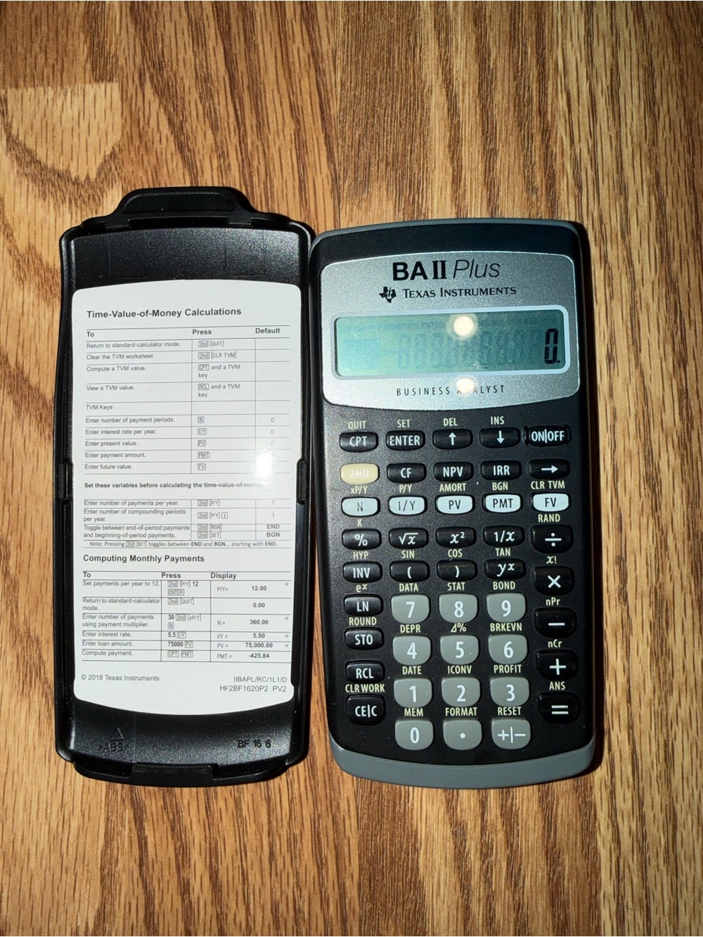 Texas Instruments BA II Plus Financial Calculator - Black and Gray